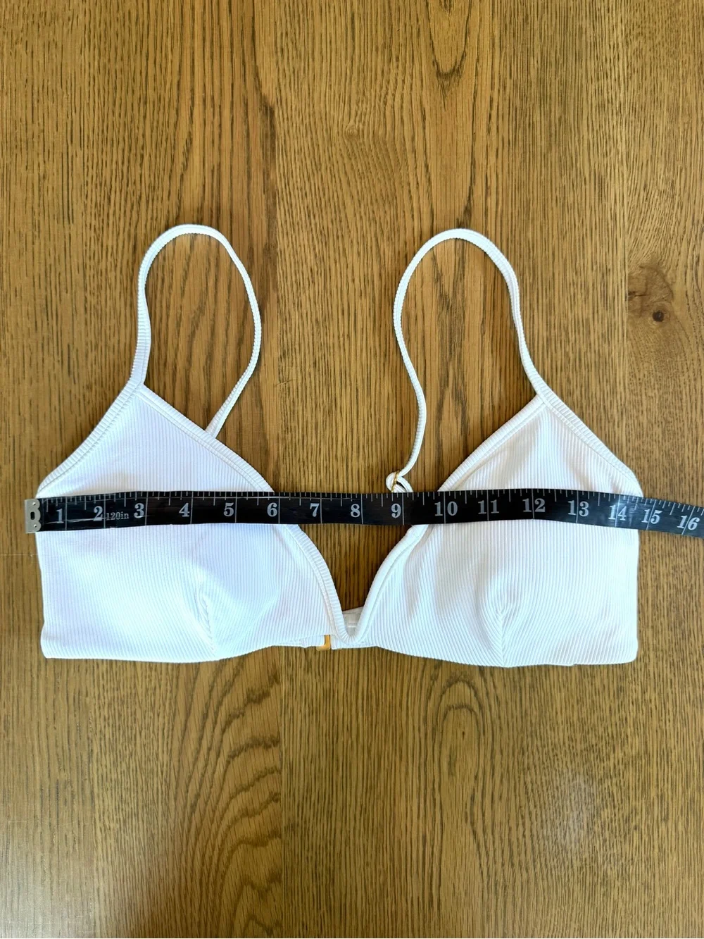 L*Space Helena Bikini Top White V-Plunge Wireless Bra XL NWT